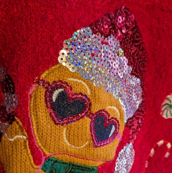 Holiday Time Girls Large Multicolor Cool Gingerbread Girl Pullover‎ Sweater - Picture 3 of 7